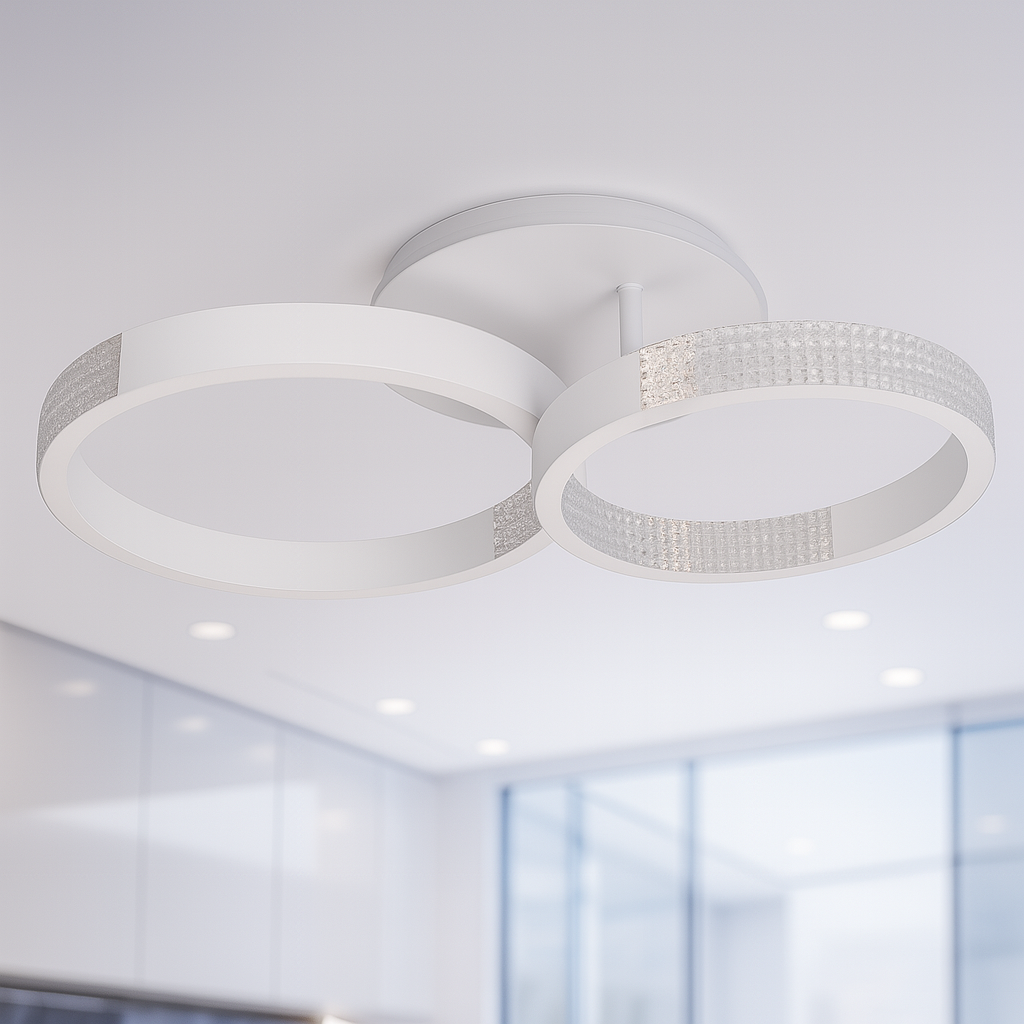 Біла люстра з кільцями LUMINARIA 80W до 18 м² AKRILIKA ROUND WH, фото 1