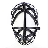 Маска БДСМ, маска для підкорення Leather Black adjustable, фото 2