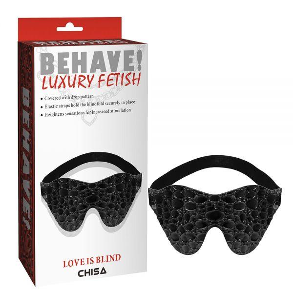 Лакова маска, маска для очей Behave! Luxury Fetish Love is Blind, еластичні ремінці, фото 1