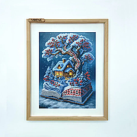 Схема для вишивання бісером Зима - книжка і будиночок А3Н_570