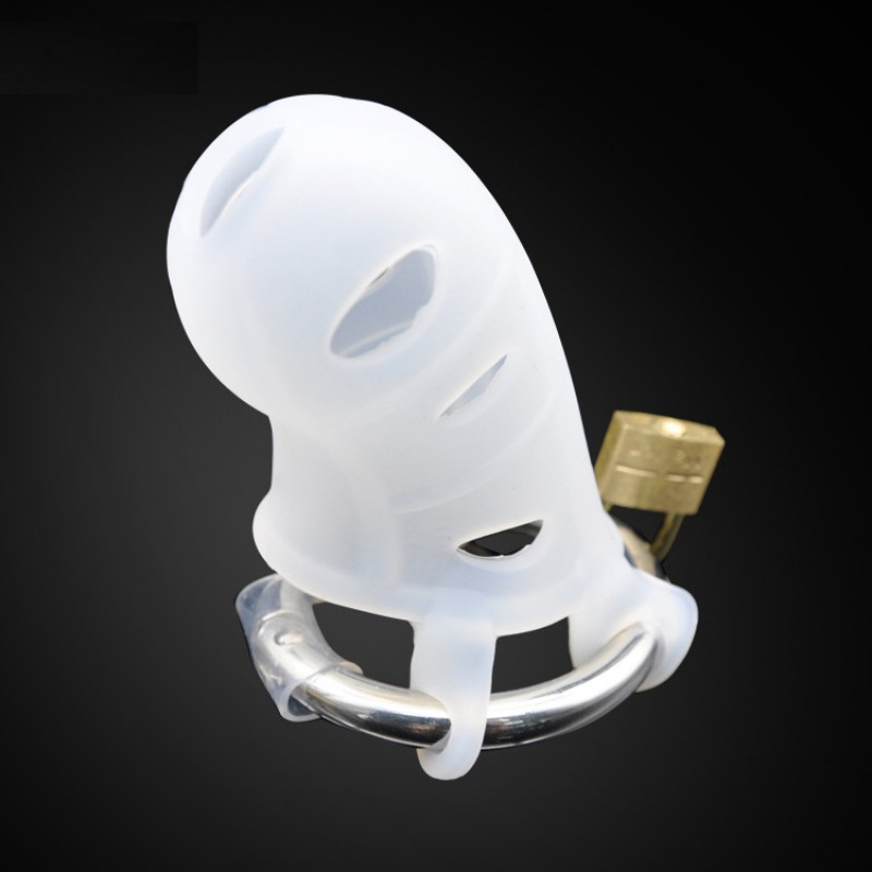 Чоловічий пояс вірності, силіконовий Male Silicone Chastity Cage прозорий, регульоване кільце, фото 1