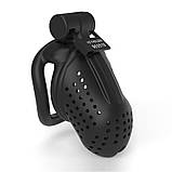 Пояс вірності, чоловічий пояс вірності 3D Honeycomb Chastity Cage-D Bending Ring чорний, фото 2