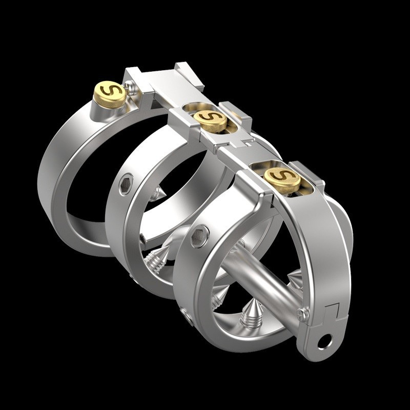Чоловічий пояс вірності, чоловічий пристрій чистітрія Stainless Steel Punk Style Hinged Cage, фото 1