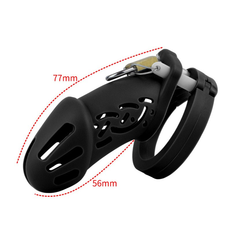 Чоловічий пояс вірності, пристрій невинності Silicone Chastity Cage Black Standart екологічний дизайн, фото 1