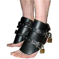 Наножники, фіксатори для ніг Black Leather, натуральна шкіра, 4 замки