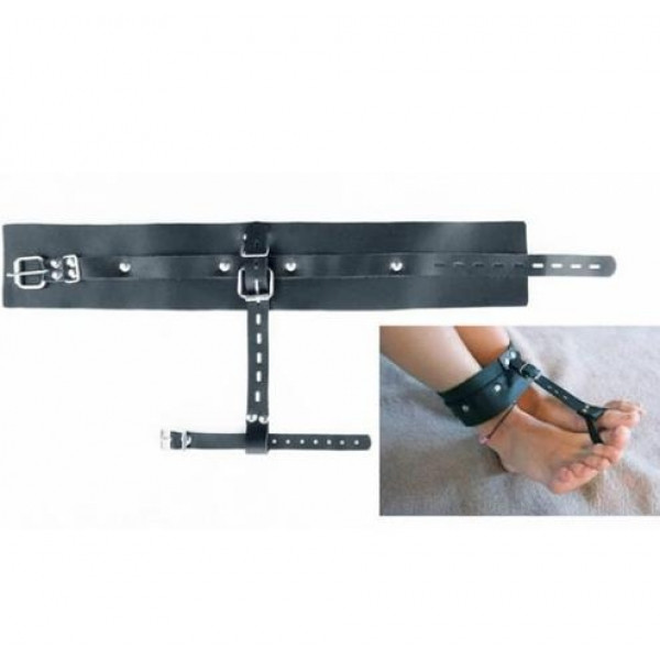 Шкіряні наножники, фіксатори для ніг Black Leather Adjustable Straps, фото 1