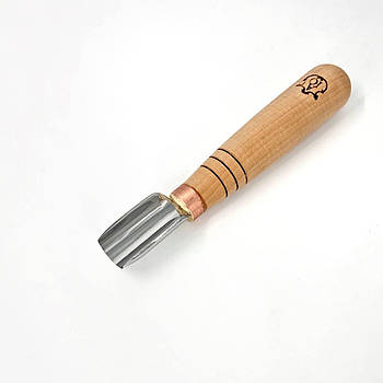 Коротка напівкругла рівна стамеска 20мм Адольфа Юр'єва для геометричного різьблення