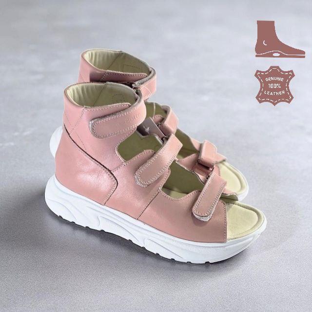 Дитячі ортопедичні босоніжки з супінатором та фіксуючим задніком на липучках 34 розмір, фото 1