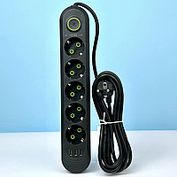 Мережевий фільтр живлення подовжувач мережевого перенесення F05U 5 розеток 3 USB подовжувач 2 метри