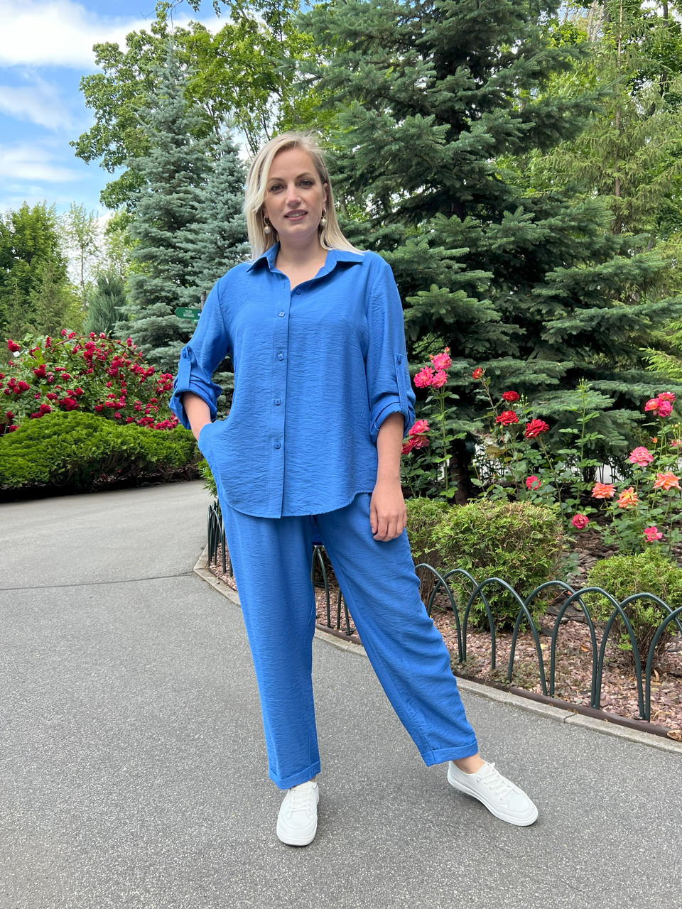 Костюм брючний Мартін волошка, фото 1