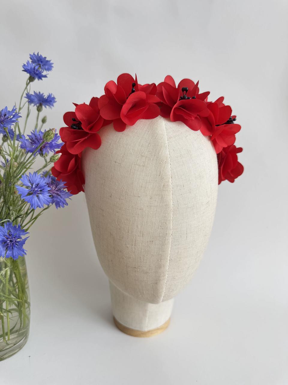 Вінчок на голову з червонми маками, фото 1