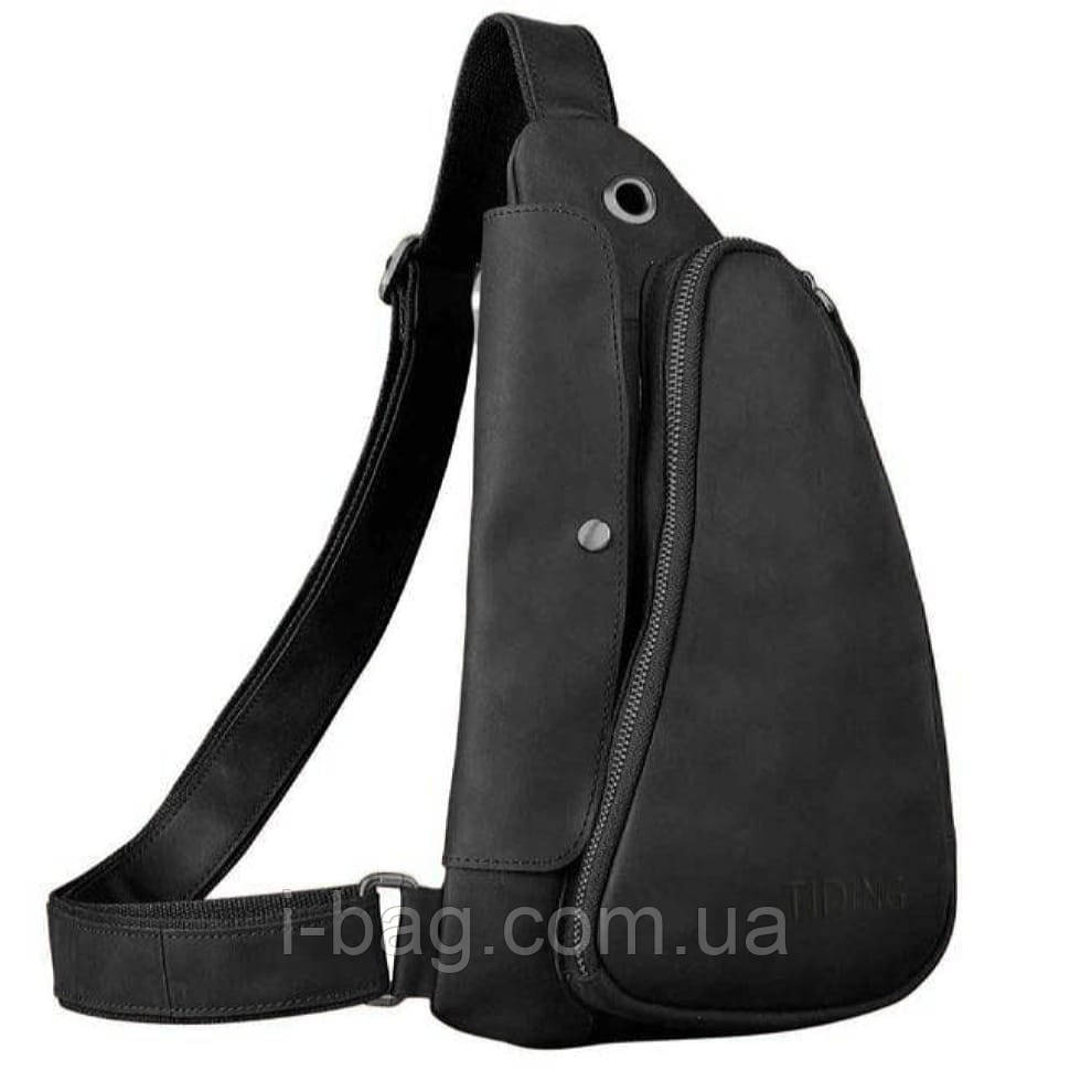 Шкіряний рюкзак-слінг TIDING tid3026A чорний