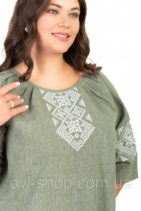 Жіноча блуза вишиванка «Любава» колір фісташка