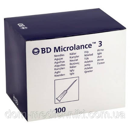 Голка з кріпленням Luer-Lock для мезотерапії | карбокситерапії BD Microlance 23G (0,6 mm x 40 mm), 100 шт., фото 1