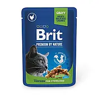 Brit Premium Cat (пауч) Шматочки в соусі з КУРКОЮ для стерилізованих кішок / 100 гр