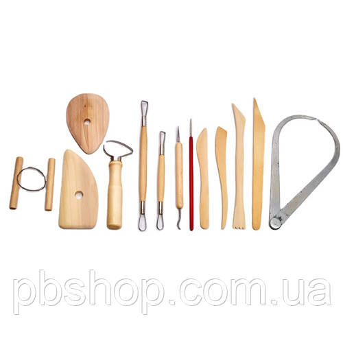 Набір інструментів для ліплення з полімерної глини, 13шт, дерево, фото 1