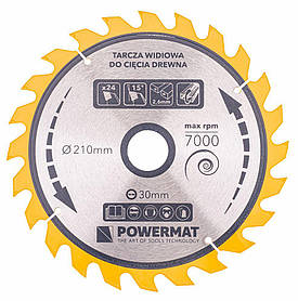 Торцевий пиляльний диск 210x30 Powermat 24z TDD-210x30x24Z для торцювання
