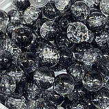 Скляні намистини "Бите скло" 8 мм, колір чорний-прозорий, арт 018521, уп 98-100 шт, Різнокольоровий, фото 2
