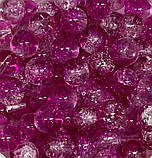 Скляні намистини "Бите скло" 8 мм, колір фуксія-прозорий, арт 018525, уп 98-100 шт, Різнокольоровий, фото 2
