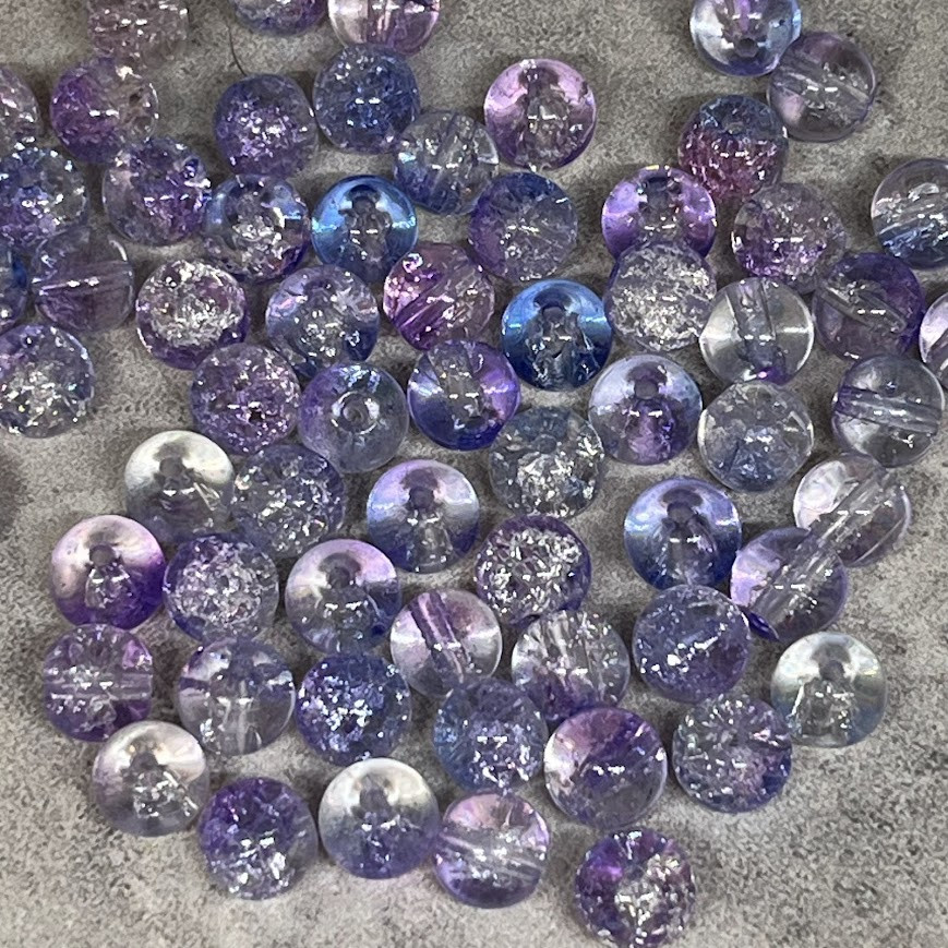 Скляні намистини "Бите скло" 8 мм, колір бузковий-прозорий, арт 018526, уп 98-100 шт, Різнокольоровий, фото 1