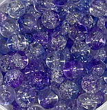 Скляні намистини "Бите скло" 8 мм, колір бузковий-прозорий, арт 018526, уп 98-100 шт, Різнокольоровий, фото 2