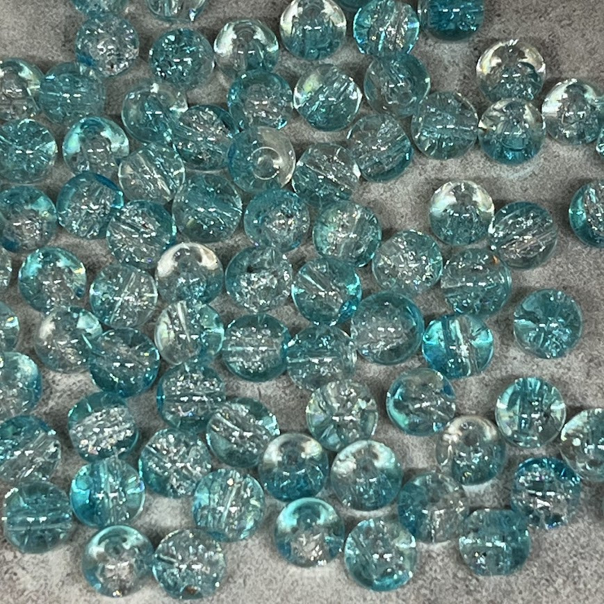 Скляні намистини "Бите скло" 8 мм, колір бірюзовий-прозорий, арт 018527, уп 98-100 шт, Різнокольоровий, фото 1