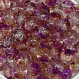 Скляні намистини "Бите скло" 8 мм, колір фіолетовий-бежевий-прозорий, арт 018528, уп 98-100 шт, Різнокольоровий, фото 2