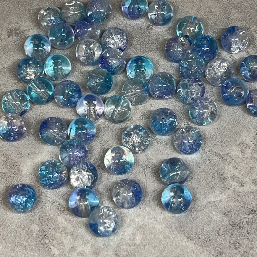 Скляні намистини "Бите скло" 8 мм, колір синій-блакитний-прозорий, арт 018529, уп 98-100 шт, Різнокольоровий, фото 1