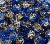 Скляні намистини "Бите скло" 8 мм, колір синій-золото-прозорий, арт 018531, уп 98-100 шт, Різнокольоровий, фото 2