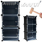 Модульна тумба‑полиця Iso Trade 11743 — 6 полок, чорно-прозора з дверцятами, фото 2