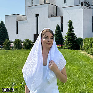 Жіноча біла хустина  на весілля, хрестини до церкви  хустина Аркадія