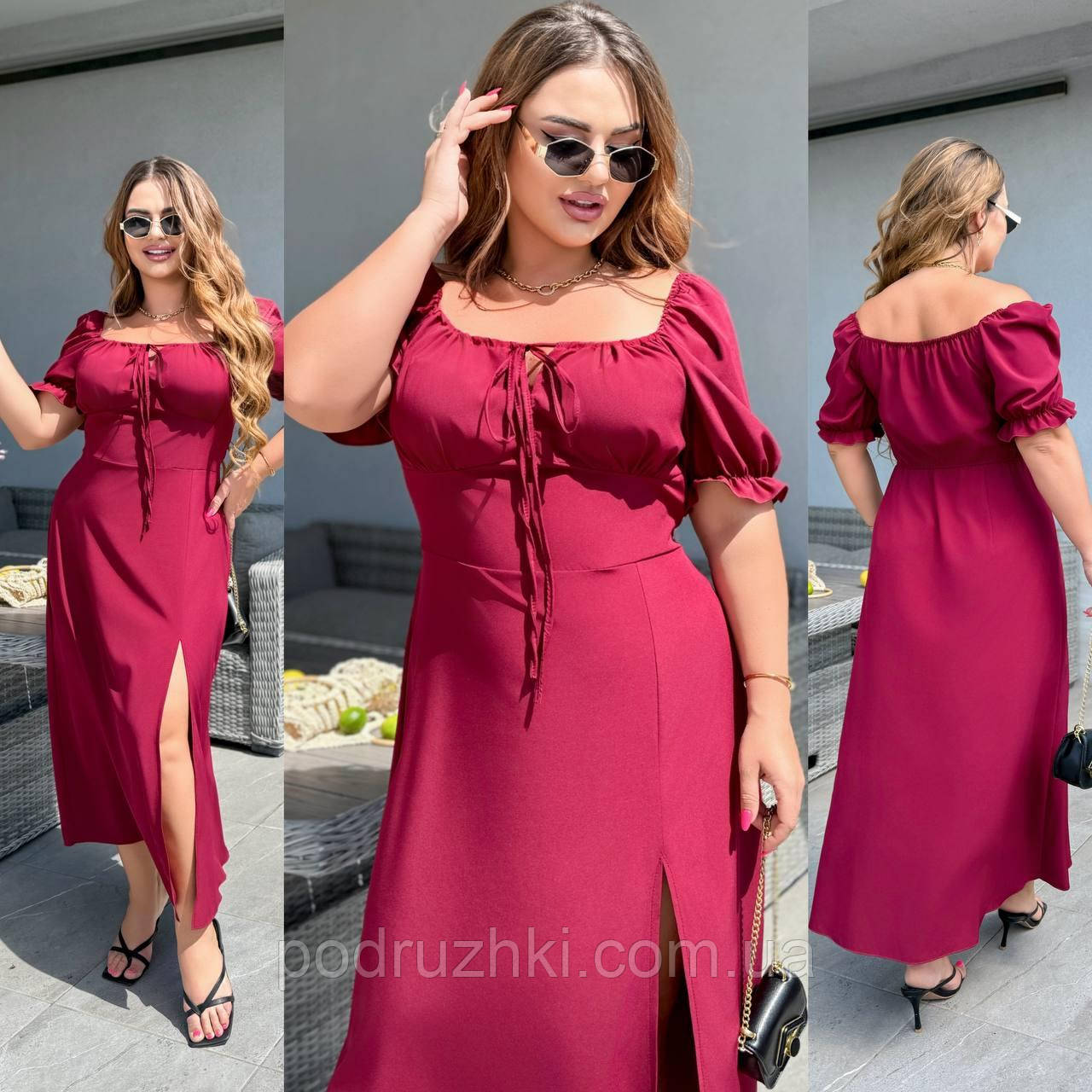 Жіноча літня сукня з розрізом Тканина: софт Розмір: 48, 50, 52, 54, 56, фото 1