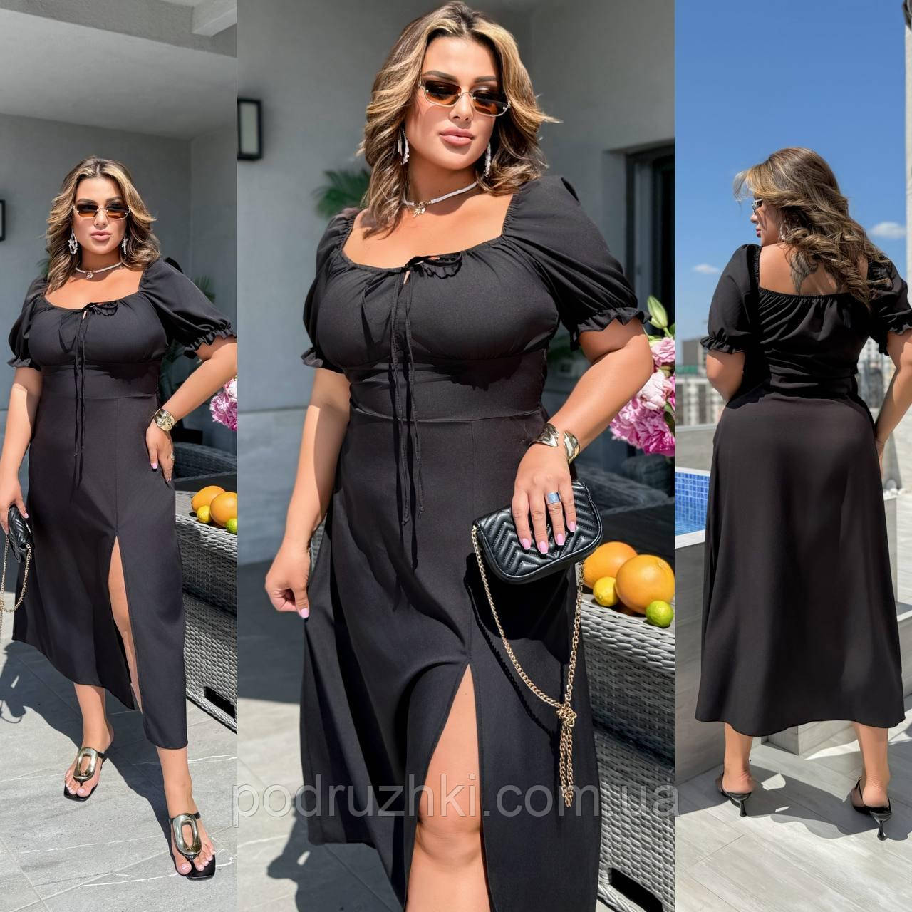 Жіноча літня сукня з розрізом Тканина: софт Розмір: 48, 50, 52, 54, 56, фото 1