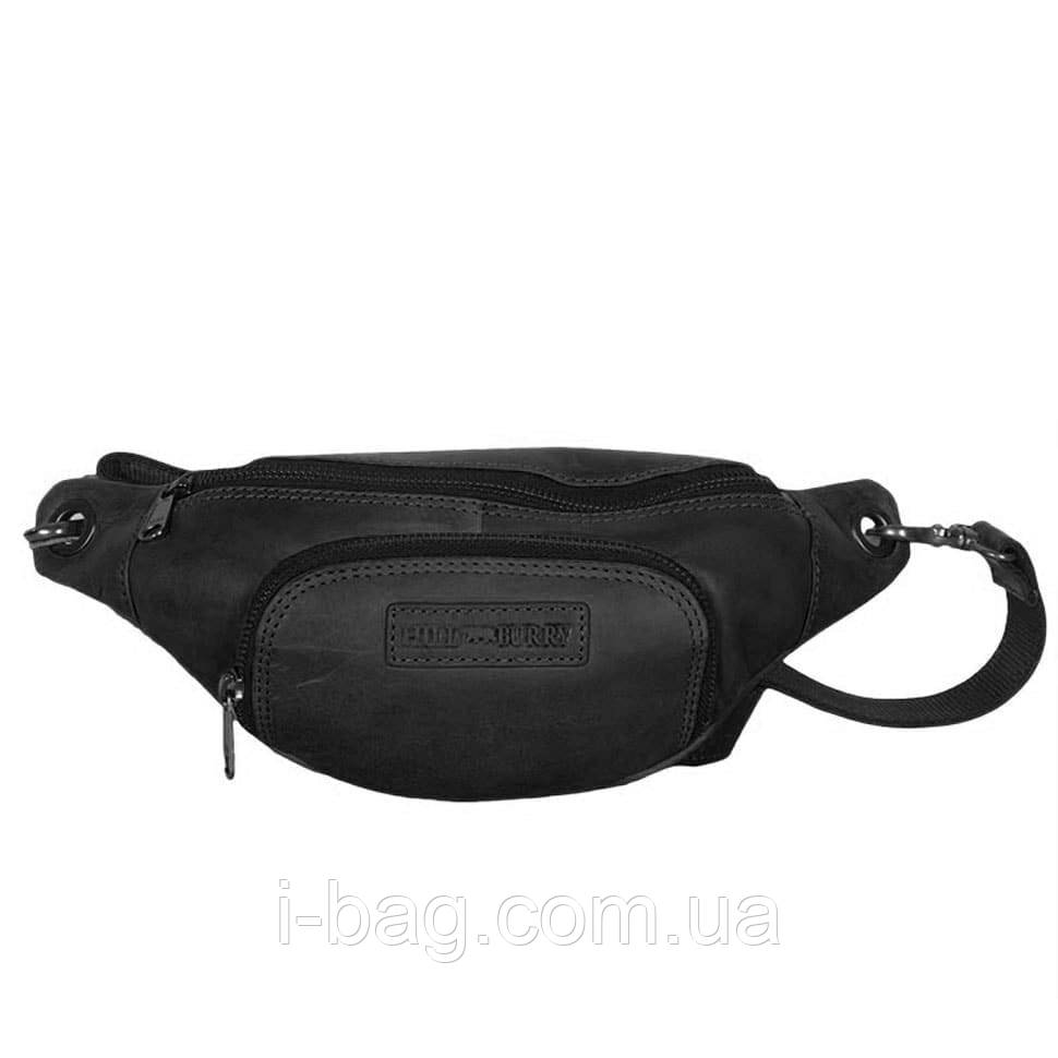 Поясна шкіряна сумка чорна Hill Burry HB3314, фото 1