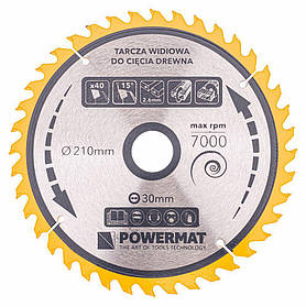 Пиляльний диск з нержавіючої сталі 210x30 Powermat 40z TDD-210x30x40Z для настільної пилки