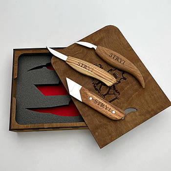 Набір ножів для різьблення по дереву STRYI Start для вирізання фігурок 3 шт