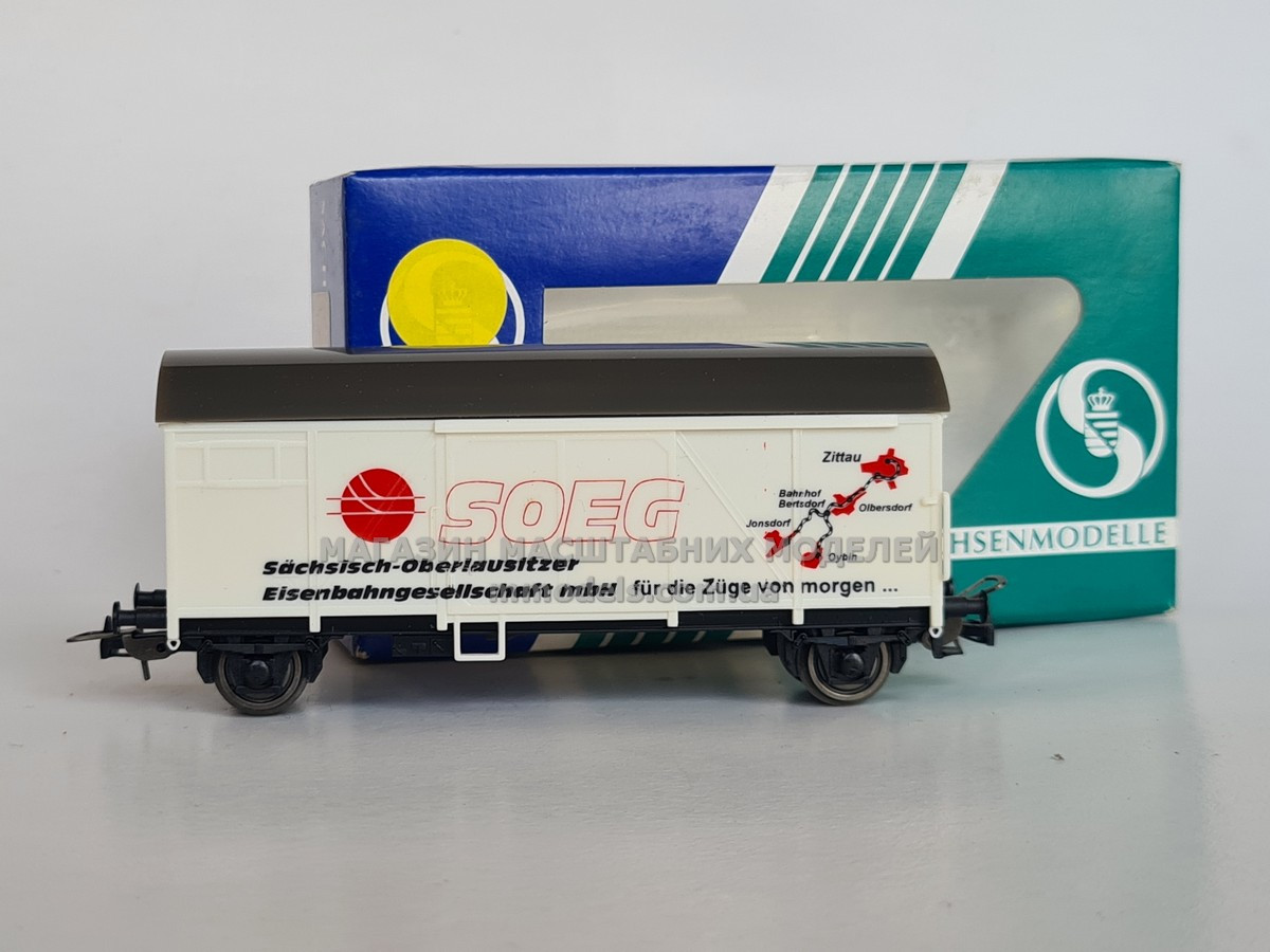 Модель 2х осного критого вагона SOEG, масштабу 1:87,H0 Sachsenmodelle