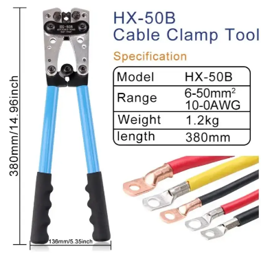 Прес-кліщі механічні HX-50B для обтиску наконечників та гільз 6-50 мм², фото 1