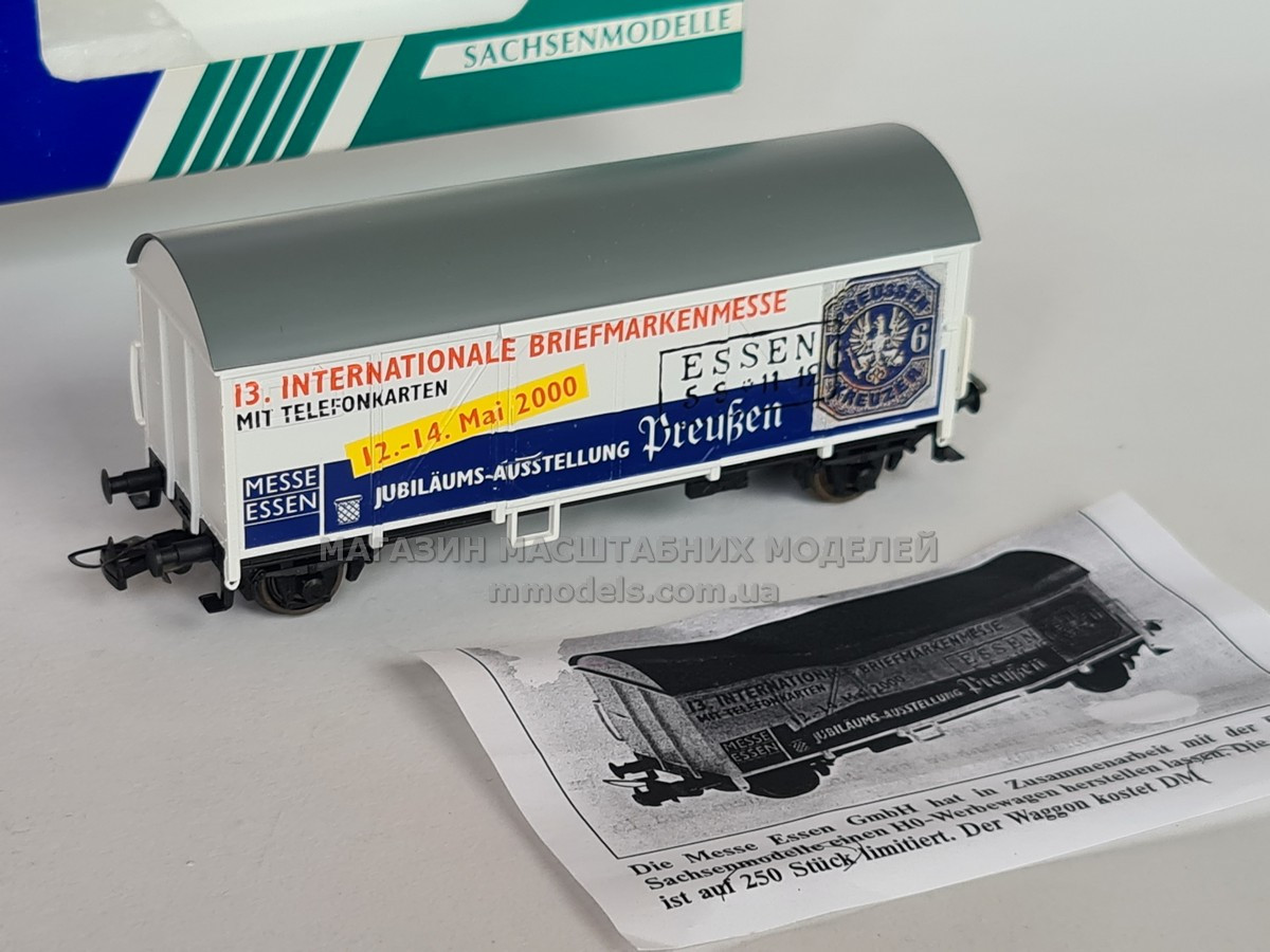 Модель 2х осного критого вагона "Stamp Fair", масштабу 1:87,H0 Sachsenmodelle