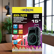 Акустична колонка на колесах 600 Вт з 15-дюймовим динаміком та радіомікрофоном ZXX-7272, фото 6