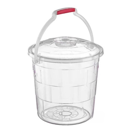 Відро 10л з кришкою пластик прозорий ELIF, фото 1
