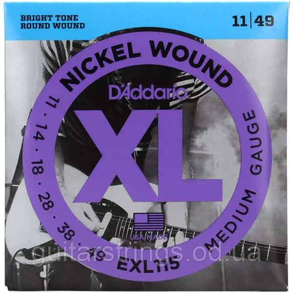 Струни D'Addario EXL115 Nickel Wound Medium 11-49, фото 1