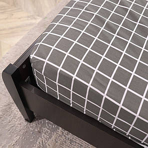 Захисне натяжне міцне простирадло гумка односпальне з бязі (90*200*25) бавовняне сіре з геометричним принтом, фото 3