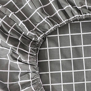 Захисне натяжне міцне простирадло гумка односпальне з бязі (90*200*25) бавовняне сіре з геометричним принтом, фото 2