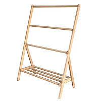 Вішалка стійк для рушників дерев'яна з полицею для зберігання (9184)