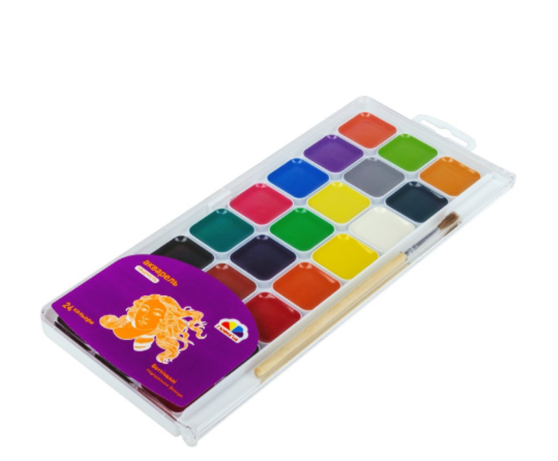 Фарби акварельні, 24 кольори, з пензликом, Гамма "Творчість" 400105, фото 1