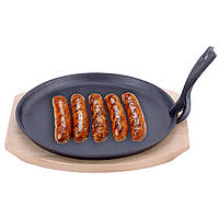 Сковорода чавунна 25 см з дерев'яною підставкою та знімною ручкою для індукції та газу Kamille KM-4809V