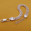 Широкий срібний браслет жіночий подвійний струмок. Жіночий срібний браслет регульована довжина 17 - 20 см, фото 6