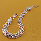 Широкий срібний браслет жіночий подвійний струмок. Жіночий срібний браслет регульована довжина 17 - 20 см, фото 7