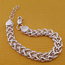 Широкий срібний браслет жіночий подвійний струмок. Жіночий срібний браслет регульована довжина 17 - 20 см, фото 9